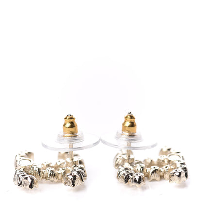 Chanel Crystal Coco's Pearls CC Earrings Light Gold 3 of 5