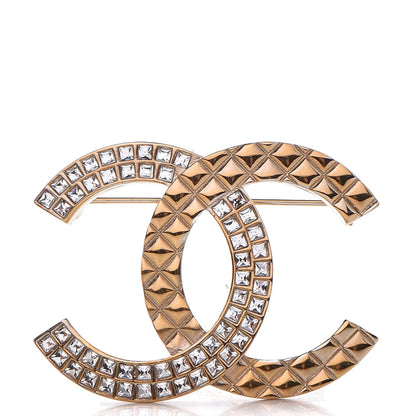 Chanel Baguette Crystal Quilted CC Brooch Gold 1 of 5