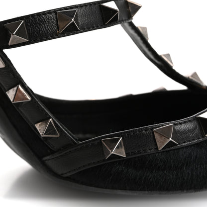 Valentino Garavani Calf Hair Rockstud Ankle Strap Pumps 38.5 Black 9 of 14