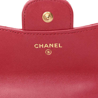 Chanel Lambskin Quilted Top Handle Flap Coin Purse With Chain Dark Pink 6 of 11