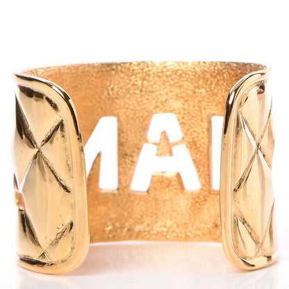 Chanel Quilted Cut Out Cuff Gold 3 of 4