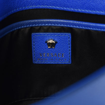 Versace Grained Calfskin Palazzo Chain Evening Bag Blue 8 of 10