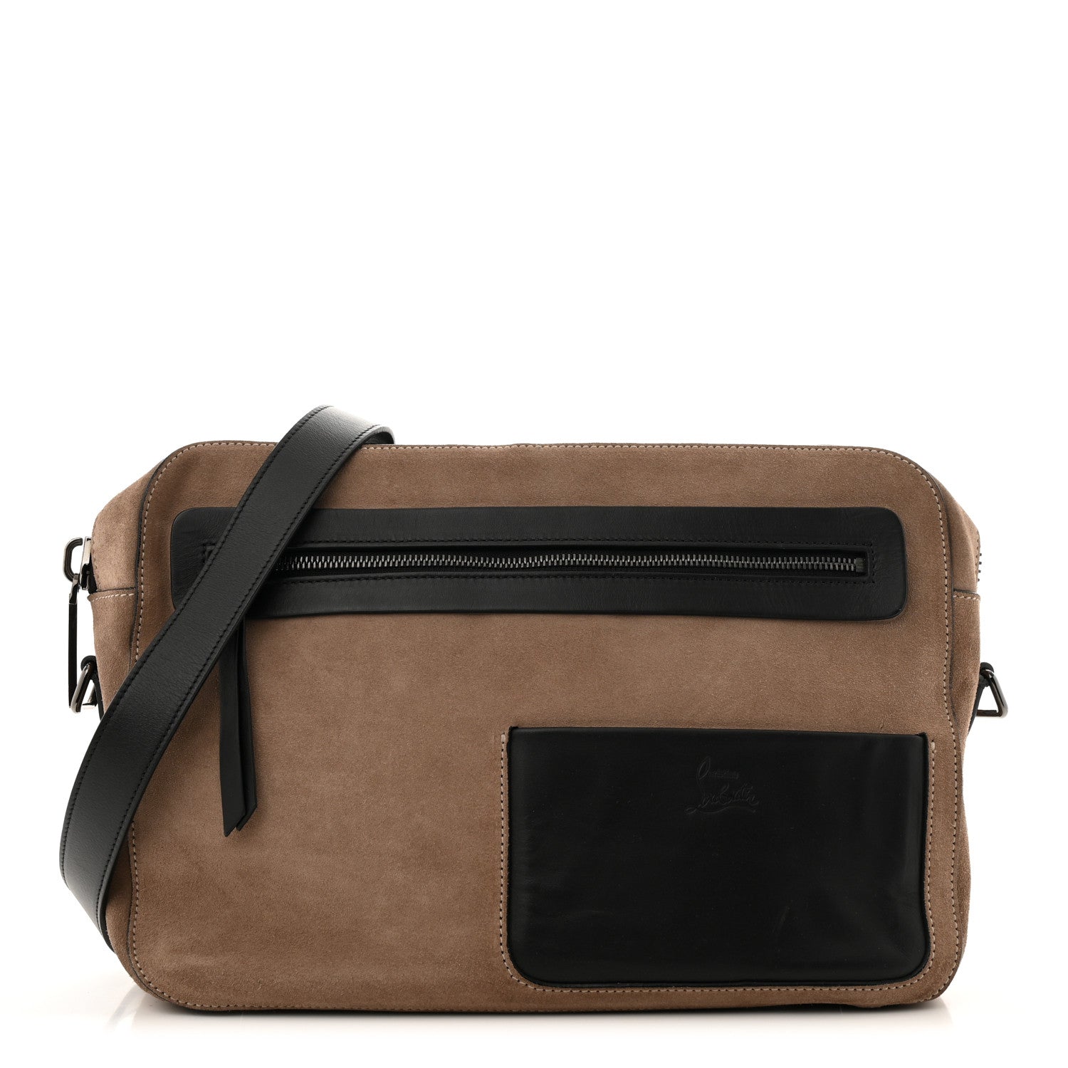 Christian Louboutin Suede Calfskin Aliosha Messenger Cappuccino Black 1 of 13