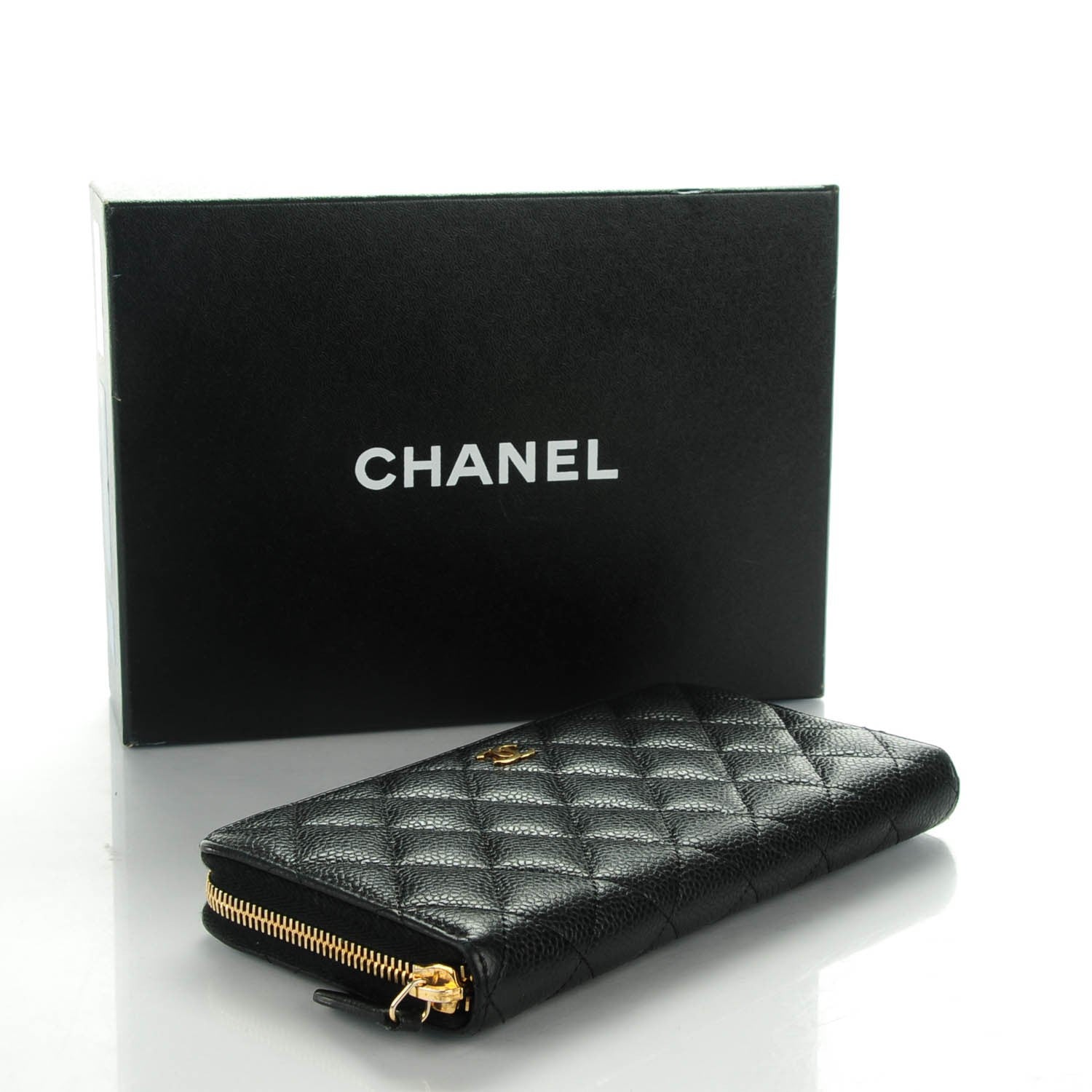 Chanel Caviar Quilted Large Gusset Zip Around Wallet Black 4 of 9