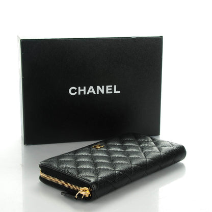 Chanel Caviar Quilted Large Gusset Zip Around Wallet Black 4 of 9
