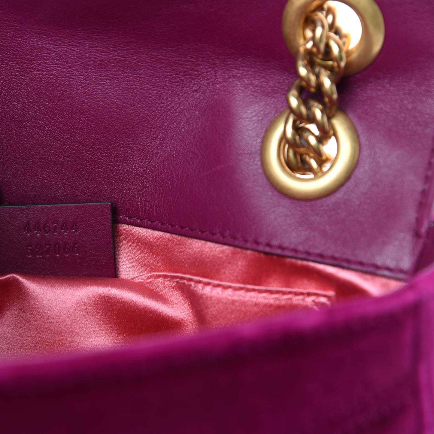 Velvet Matelasse Mini GG Marmont Shoulder Bag Fuchsia Violet Cyclamen