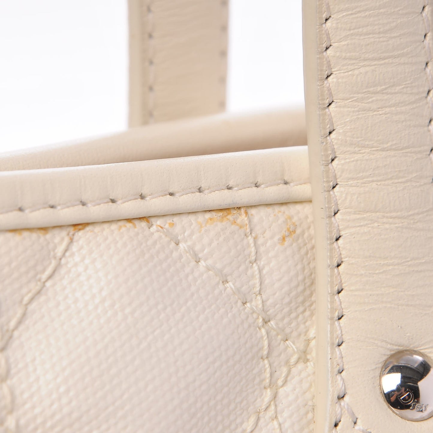 Coated Canvas Cannage Small Panarea Tote White