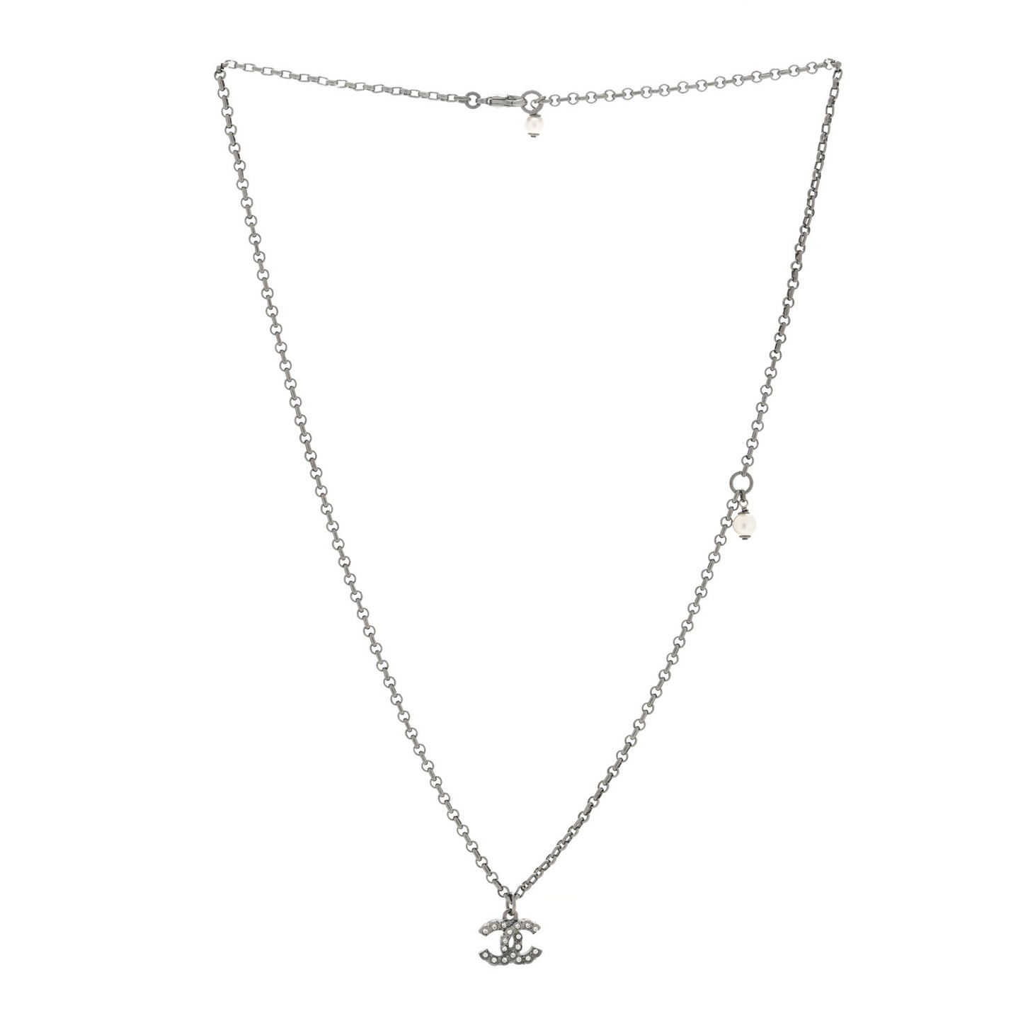 Crystal CC Necklace Ruthenium