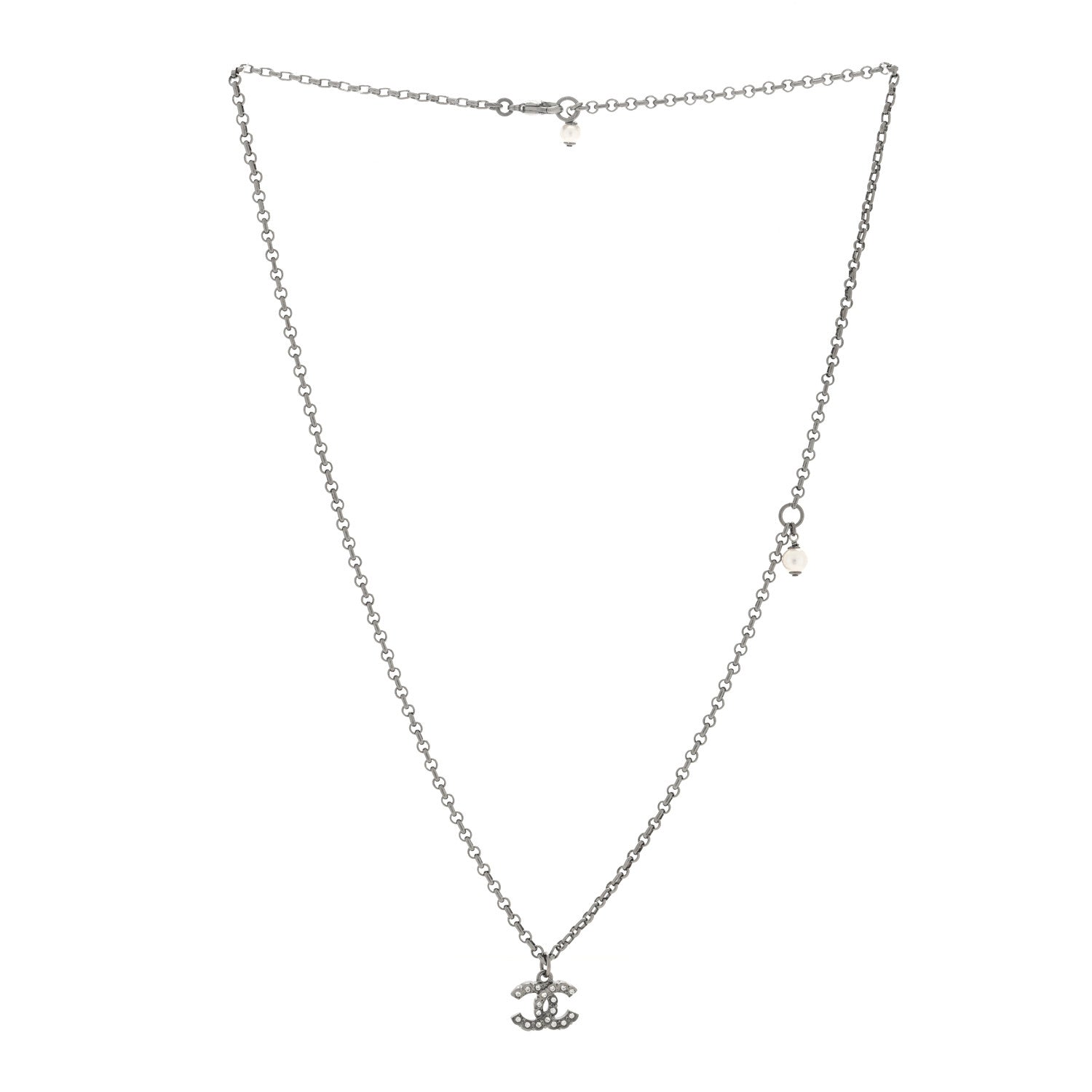 Chanel Crystal CC Necklace Ruthenium 3 of 4