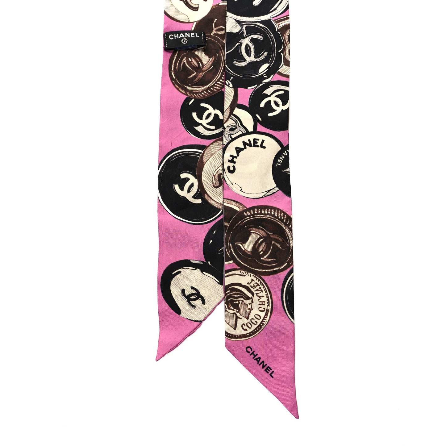 Silk CC Slim Bandeau Scarf Pink Black