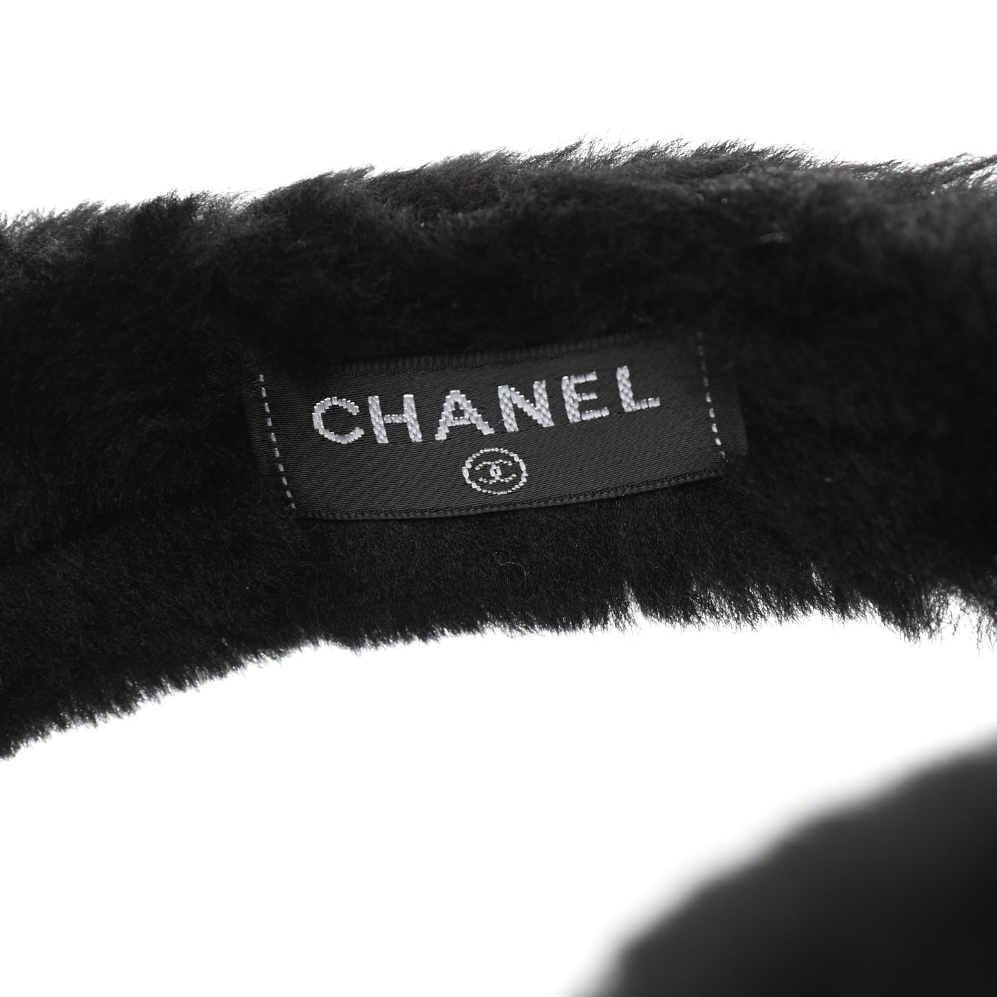 Shearling CC Ear Muffs Black White