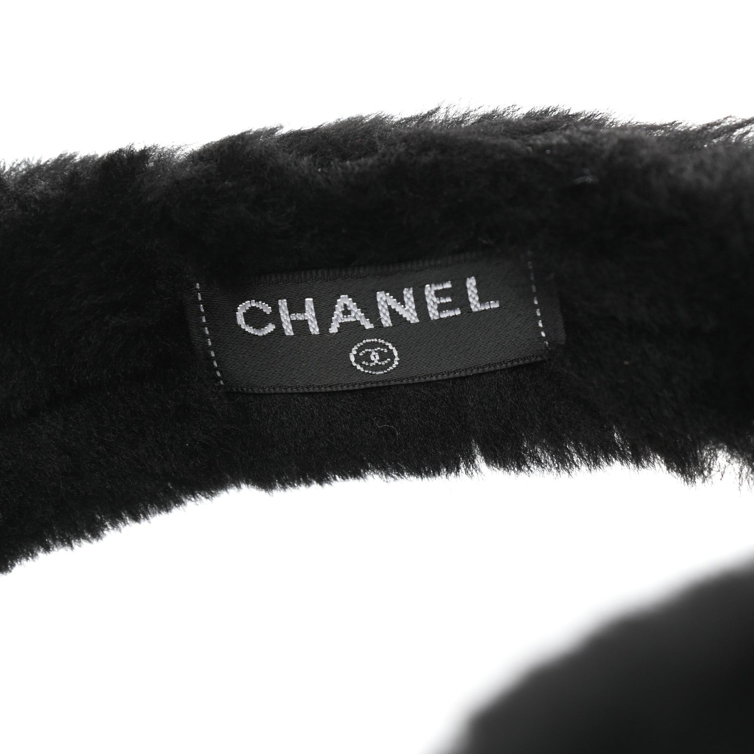 Chanel Shearling CC Ear Muffs Black White 5 of 6