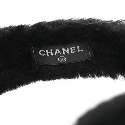 Chanel Shearling CC Ear Muffs Black White 5 of 6