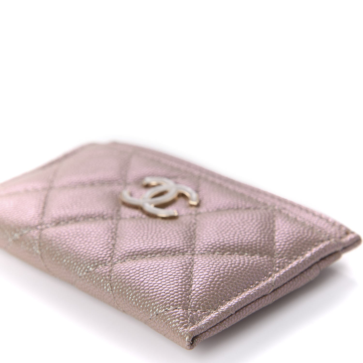Chanel Iridescent Caviar Quilted Card Holder Beige 7 of 11