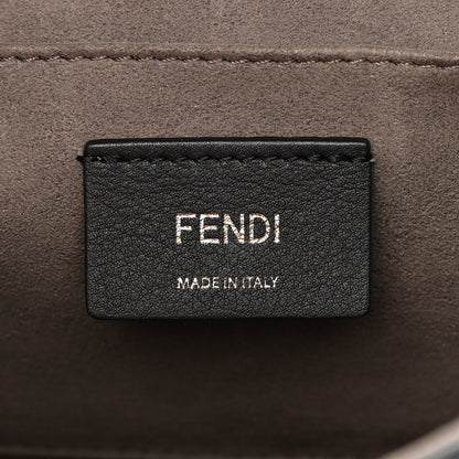 Fendi Vitello Century Raffia Snakeskin F is Fendi FF Woven Embroidered Kan I Shoulder Bag Black Natural 6 of 14