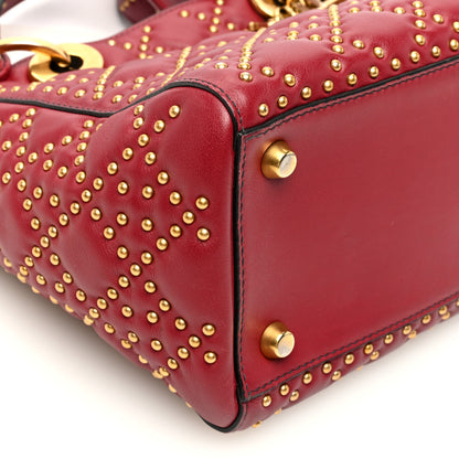 Christian Dior Calfskin Cannage Studded Medium Supple Lady Dior Red 8 of 9