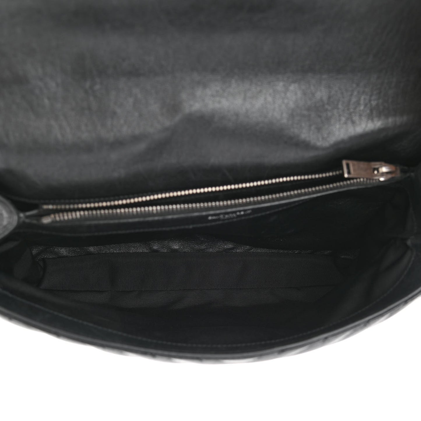Sheepskin Matelasse Chevron Monogram Large College Satchel Black
