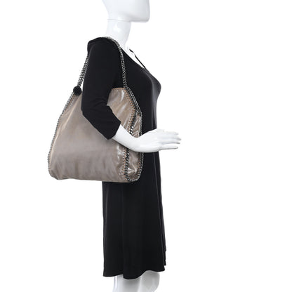 Stella McCartney Metallic Shaggy Deer Falabella Fold Over Tote Sand 2 of 9