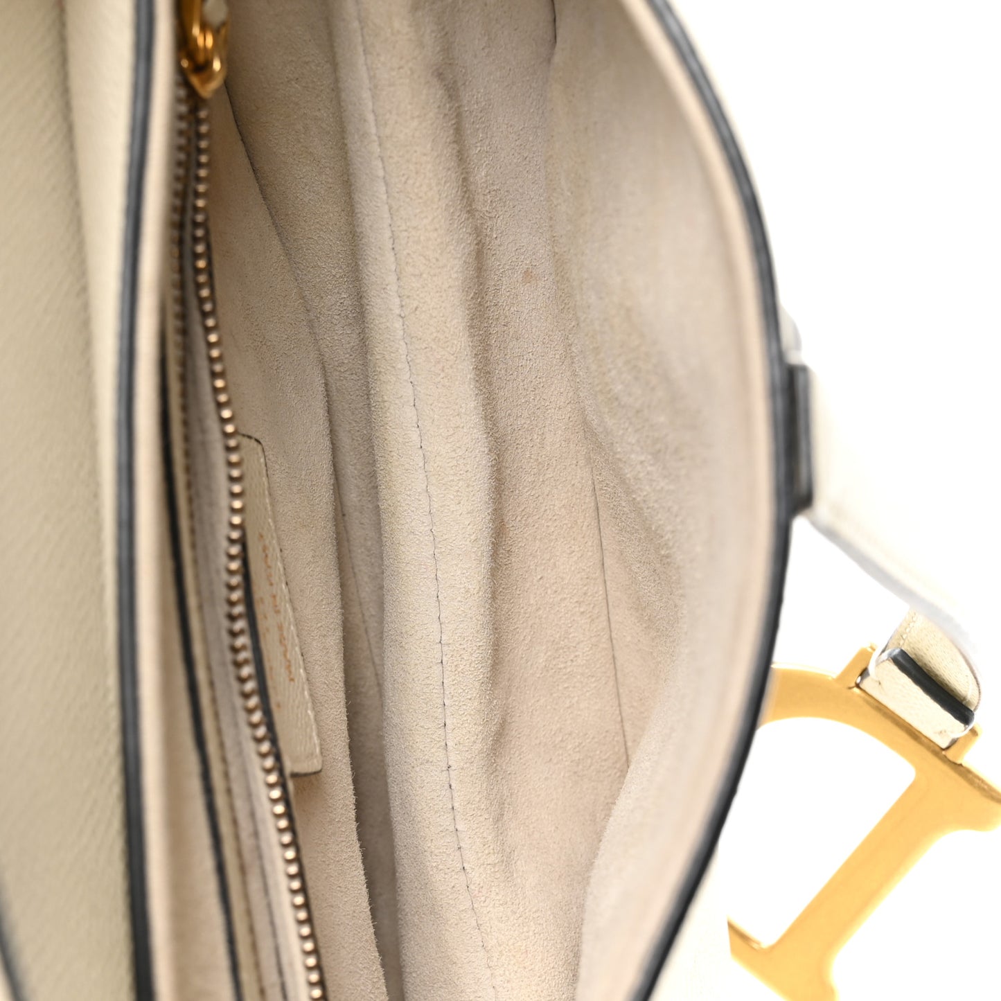 Grained Calfskin Saddle Bag White