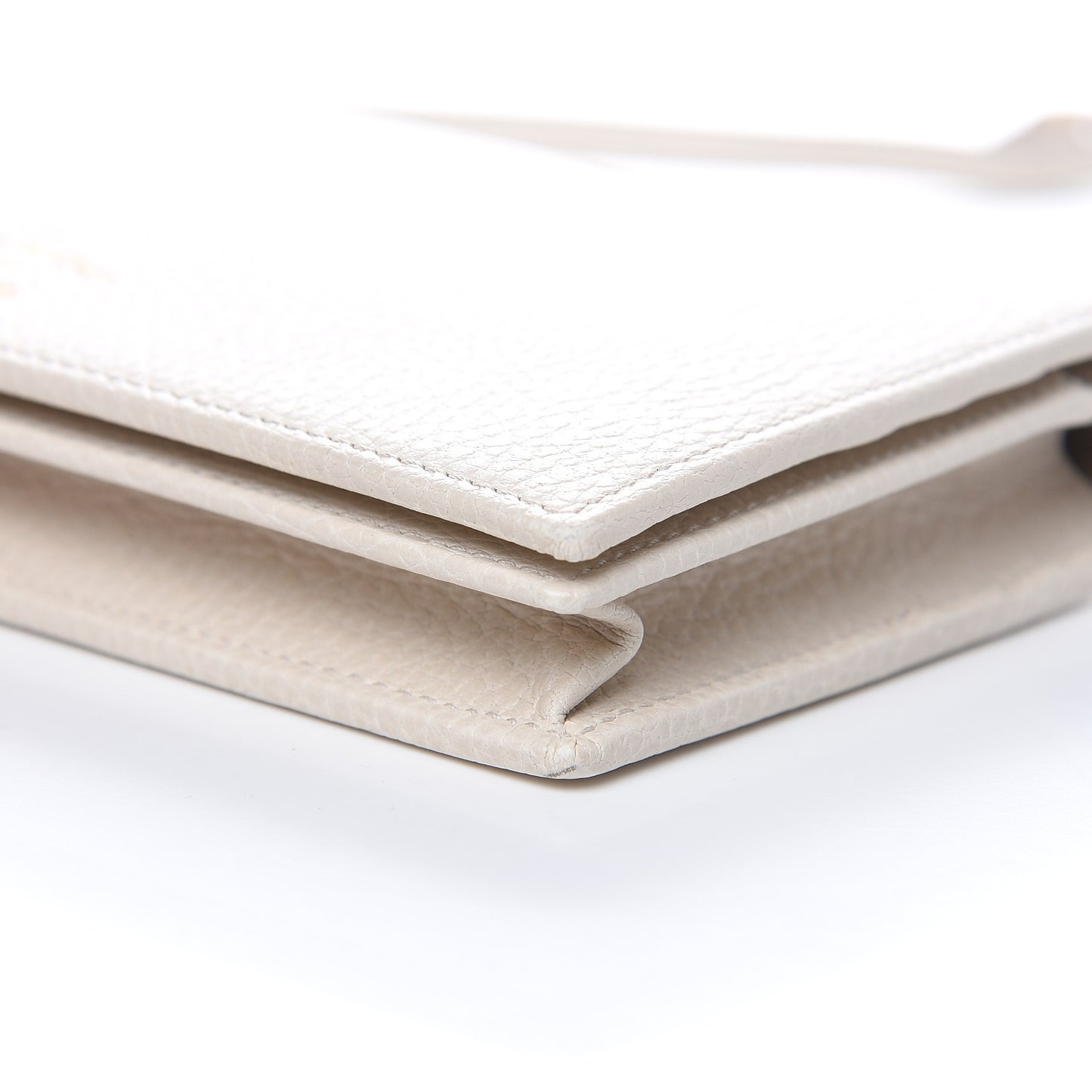 Dollar Calfskin Mini Swing Wallet Bag Mystic White