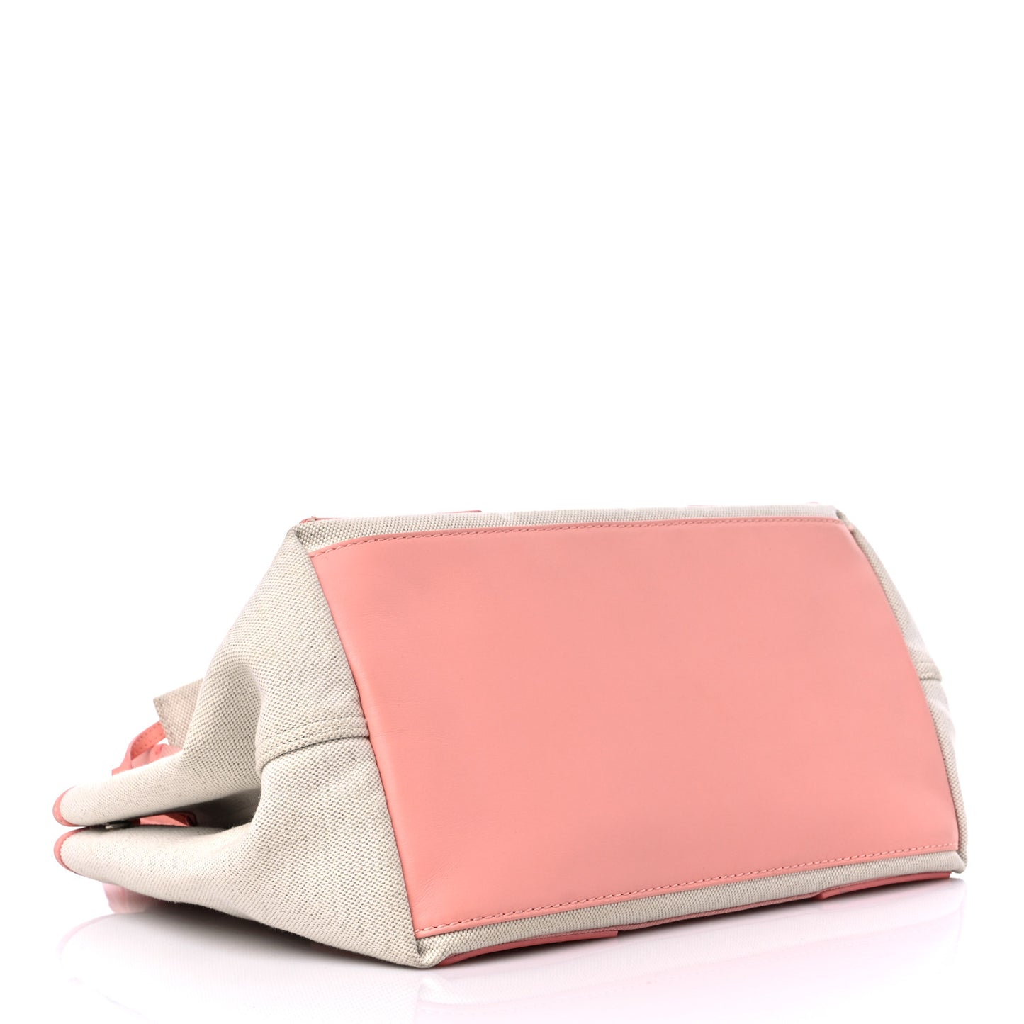 Cotton Canvas Satin Calfskin S Navy Cabas Natural Rose Ballerine