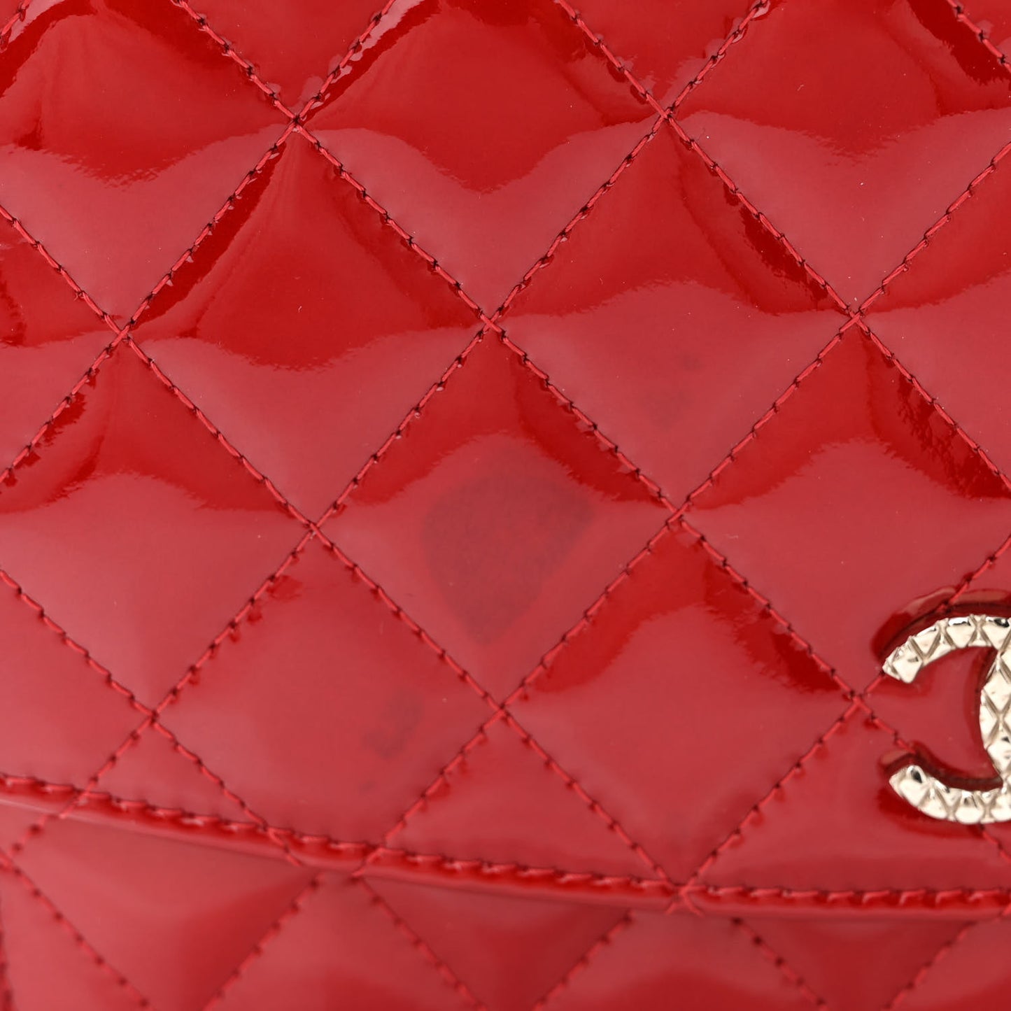 Patent Quilted Brilliant Wallet On Chain WOC Red