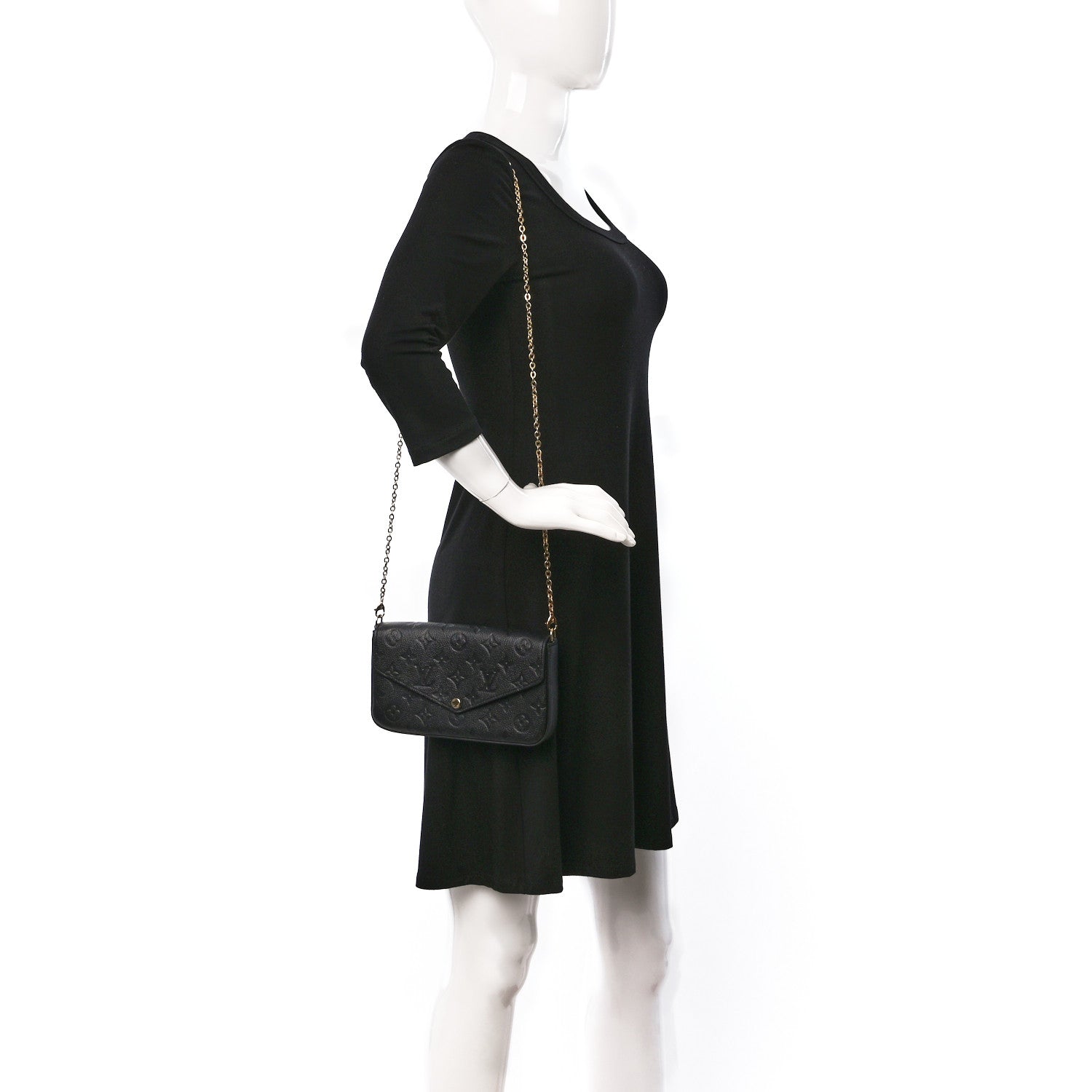 Louis Vuitton Empreinte Pochette Felicie Chain Wallet Black 2 of 10