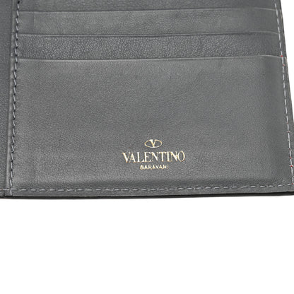 Valentino Garavani Vitello Colorblock Rockstud Wallet On Strap Deep Rose Green Grey Scarlet 6 of 10