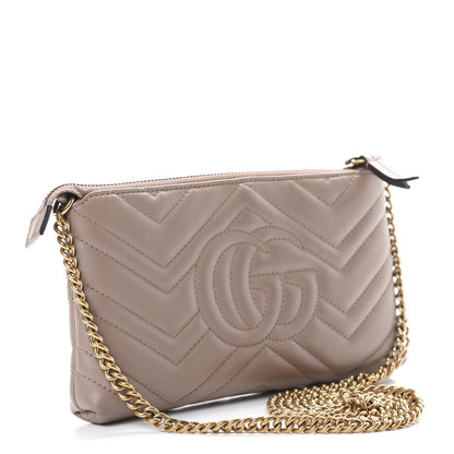 Gucci Calfskin Matelasse Mini GG Marmont Chain Bag Porcelain Rose 2 of 11