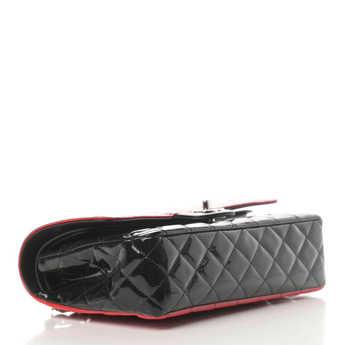 Patent Calfskin Quilted Bi-Color Medium Double Flap Red Black