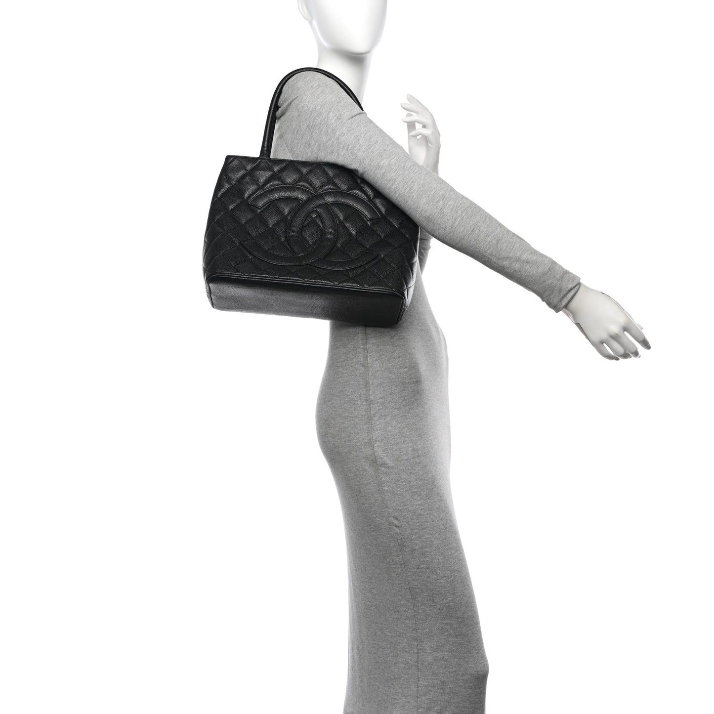 Caviar Quilted Medallion Tote Black