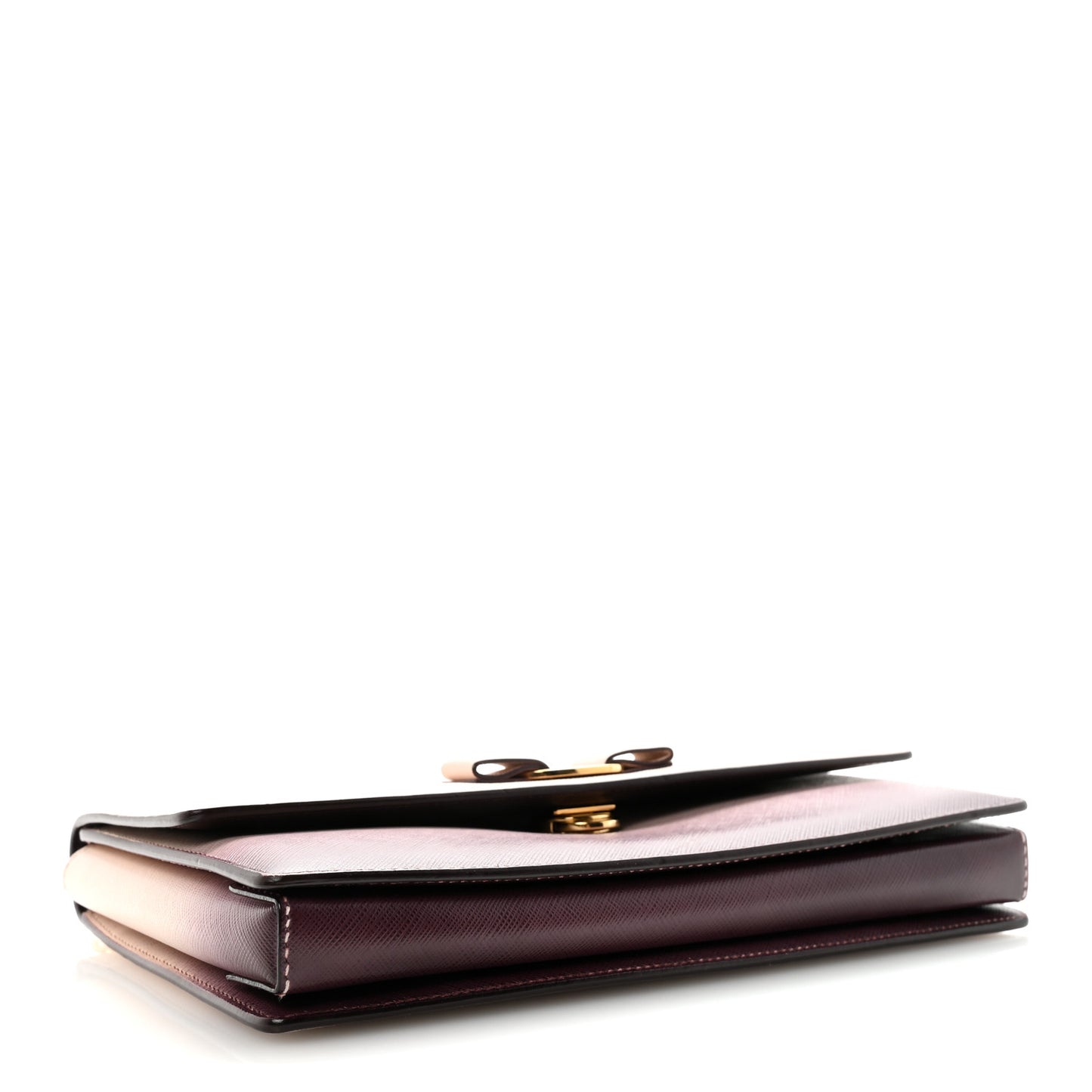Hammered Calfskin Vara Bow Chain Flap Crossbody  Pink Purple