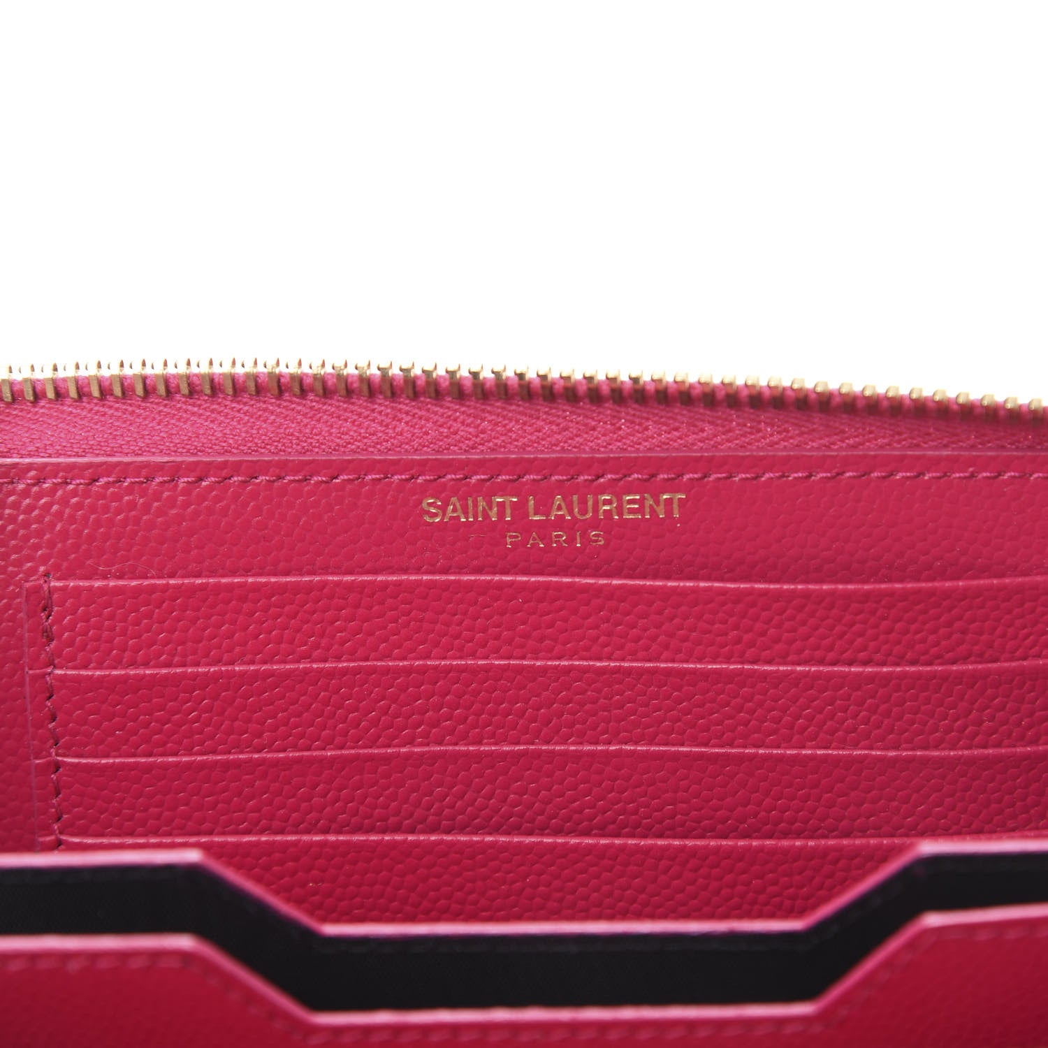 Saint Laurent Grain De Poudre Monogram Zip Around Wristlet Lipstick Fuchsia 6 of 9