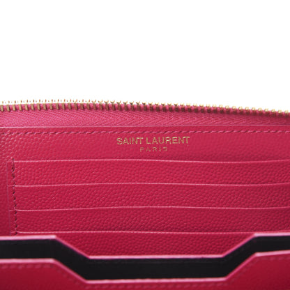 Saint Laurent Grain De Poudre Monogram Zip Around Wristlet Lipstick Fuchsia 6 of 9