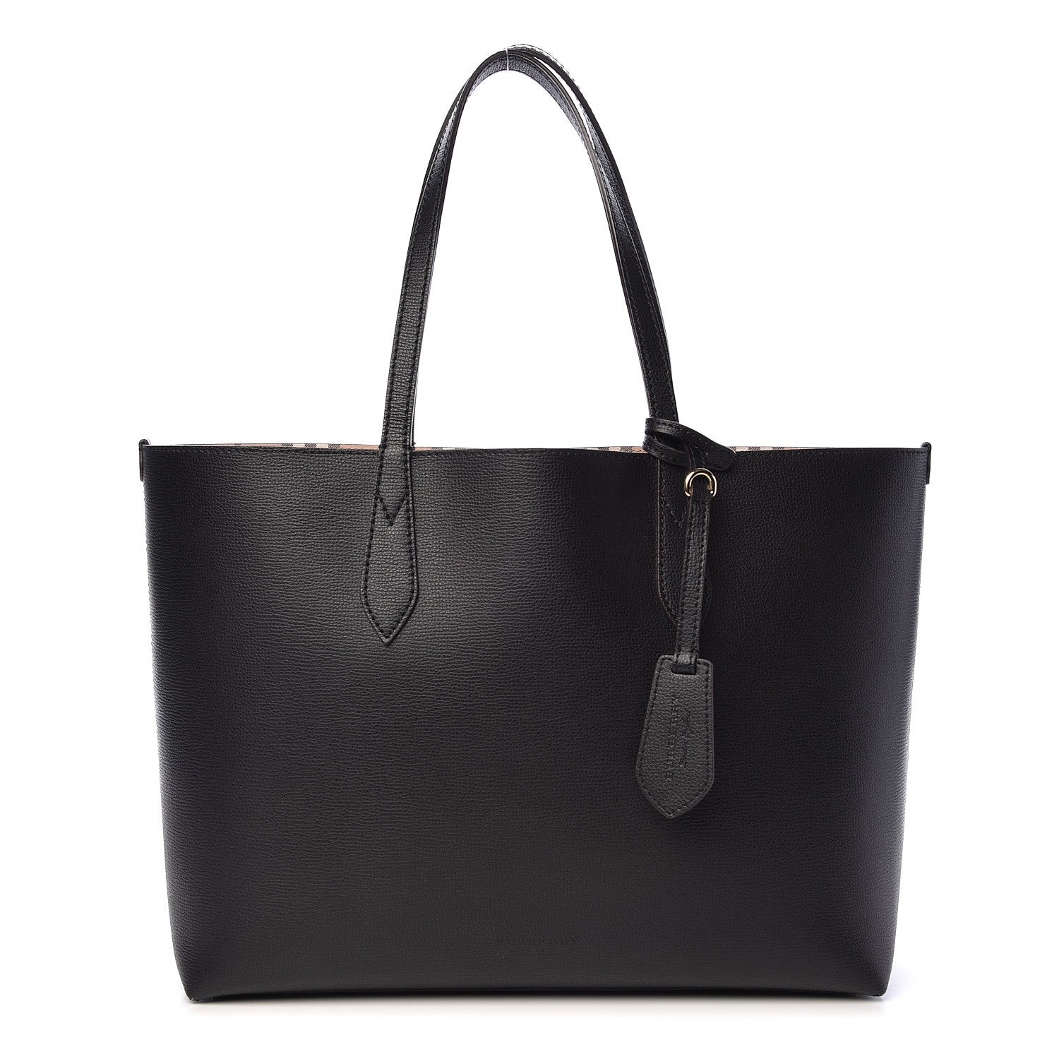 Burberry Grainy Calfskin Haymarket Check Medium Reversible Tote Black 1 of 16
