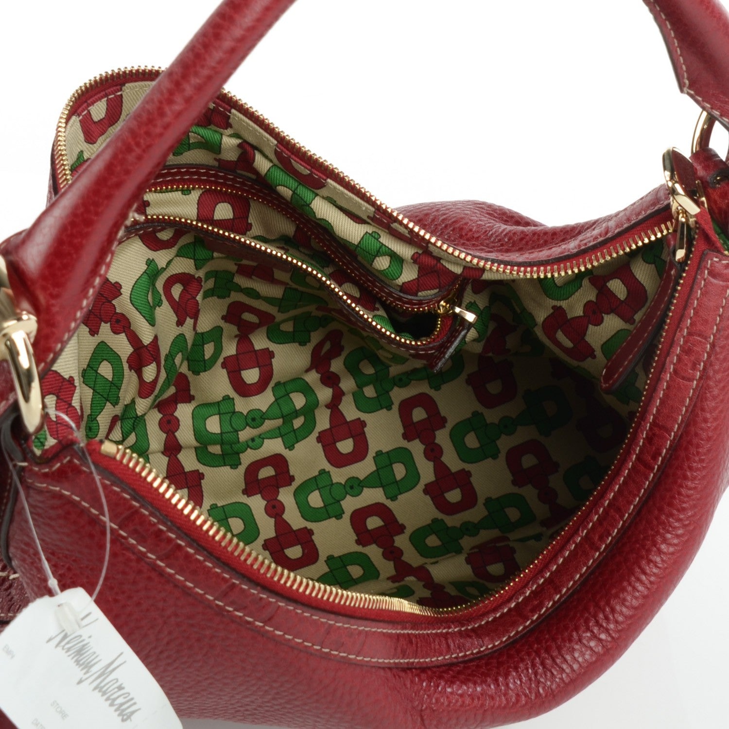 Gucci Pebbled Calfskin Guccissima Trim Medium Signoria Hobo Red 5 of 7