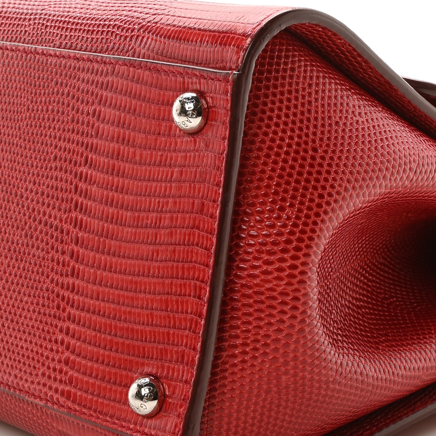 Lizard Calfskin Embossed Medium Monica Top Handle Bag Rosso Scuro