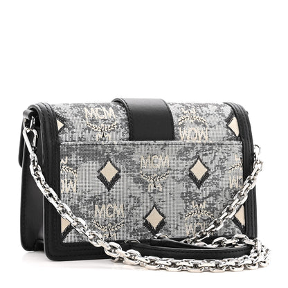MCM Vintage Jacquard Monogram Mini Tracy Crossbody Black 3 of 11
