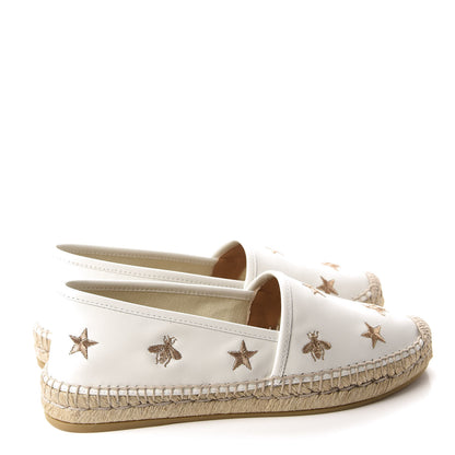 Gucci Calfskin Bee Star Embroidered Espadrilles 38 White 4 of 10