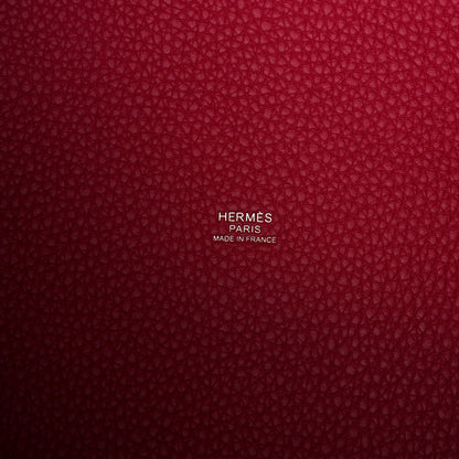 Hermes Taurillon Clemence Casaque Picotin Lock 22 MM Rouge Sellier Framboise 6 of 9