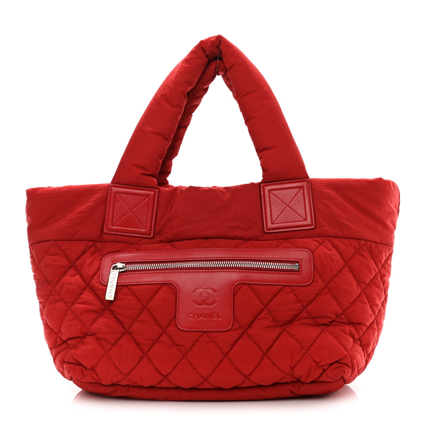 Nylon Quilted Small Coco Cocoon Tote Red