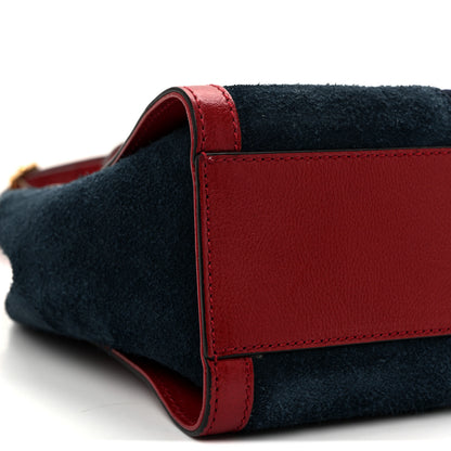 Gucci Suede Calfskin Web Small Ophidia Tote Bag New Blue Romantic Cherry 9 of 10