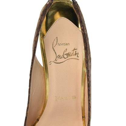 Christian Louboutin Patent Cork Catenita 110 Pumps 38.5 Dark Brown 6 of 10