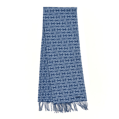Hermes Cashmere H Ecossais Muffler Marine Bleu 2 of 3