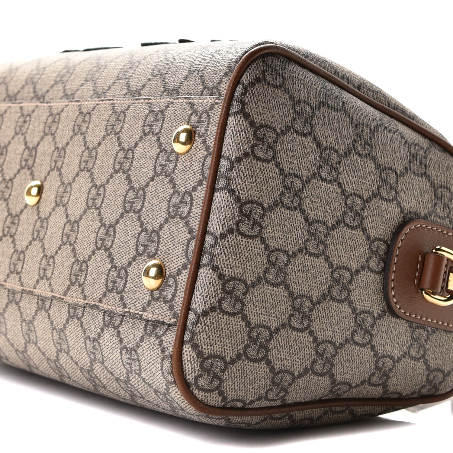 Gucci GG Supreme Monogram Floral Embroidered Small Boston Brown 9 of 9