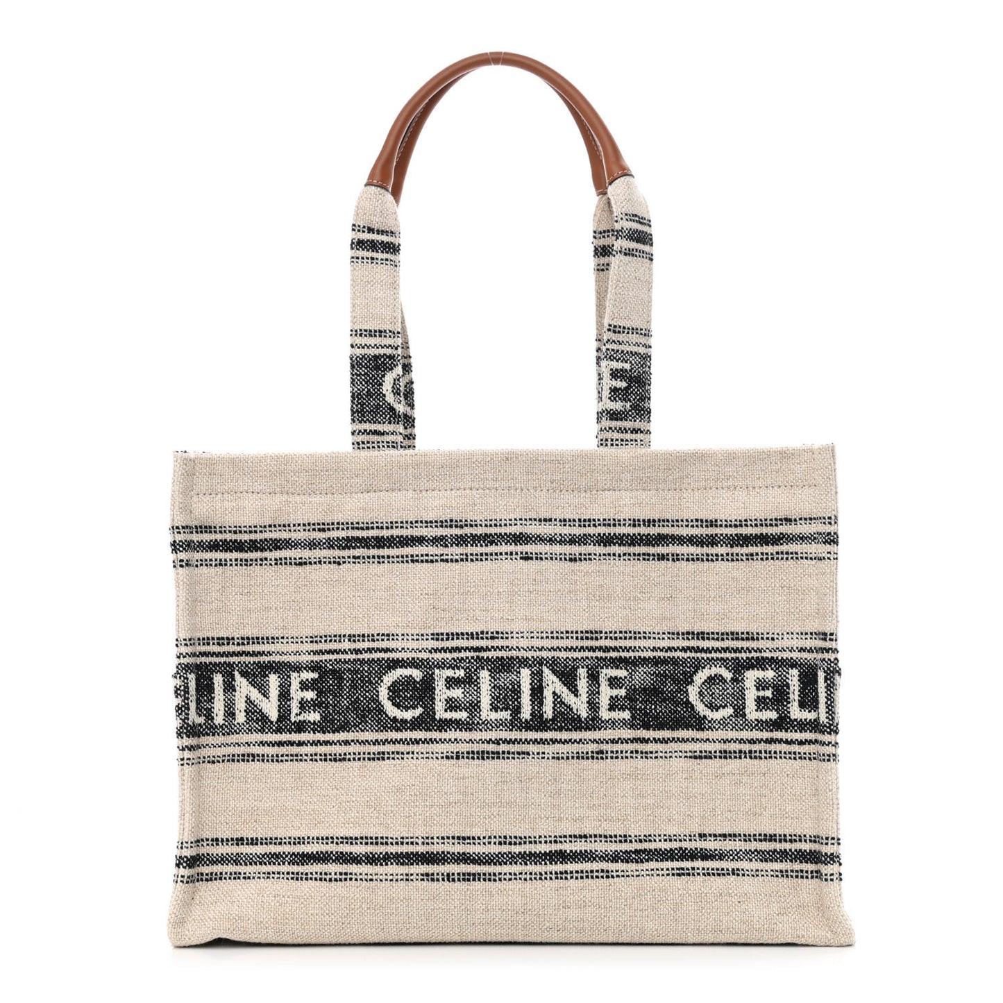 Jacquard Striped Large Cabas Thais White Black