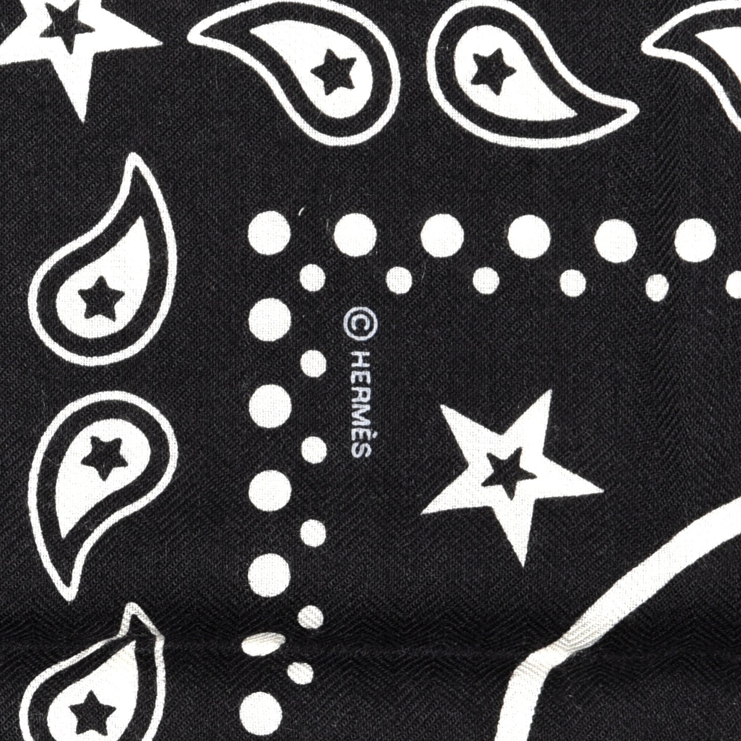 Cashmere Silk Les Cles Bandana Shawl 140 Black White