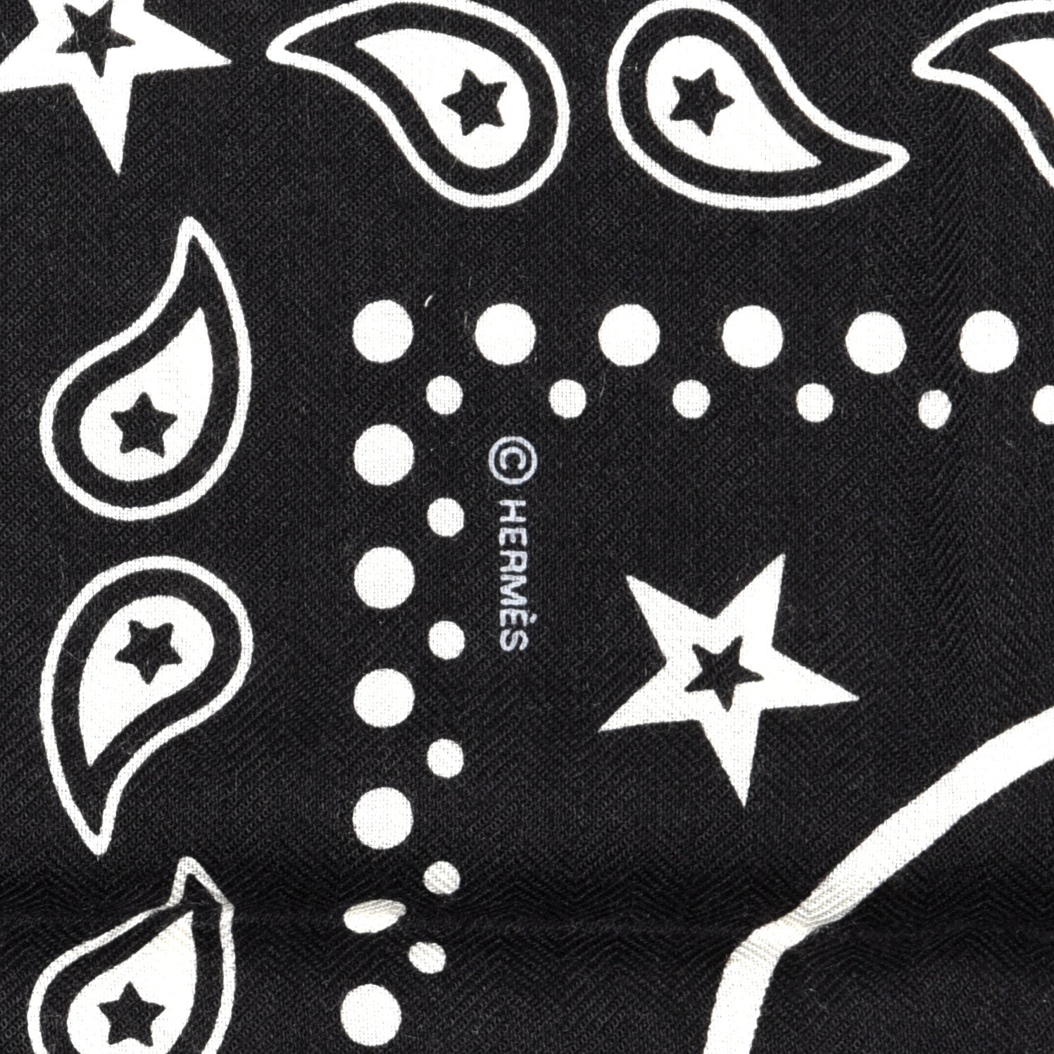 Hermes Cashmere Silk Les Cles Bandana Shawl 140 Black White 3 of 6