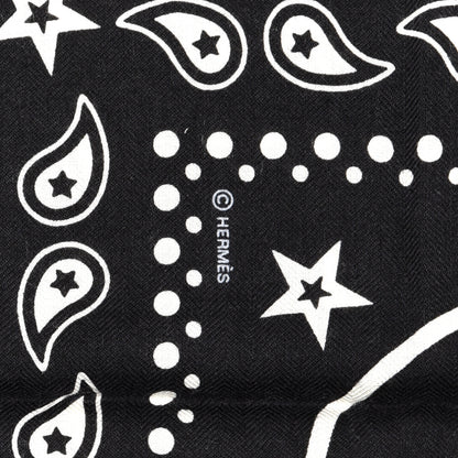 Hermes Cashmere Silk Les Cles Bandana Shawl 140 Black White 3 of 6