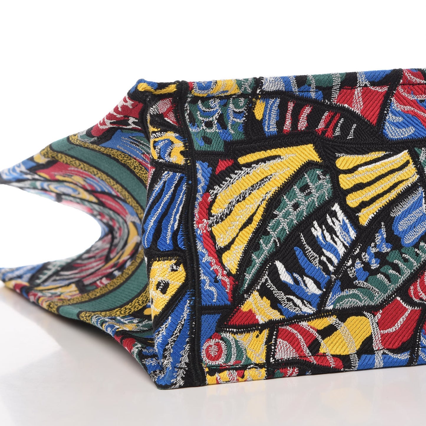 Canvas Embroidered Butterfly Book Tote Black Multicolor